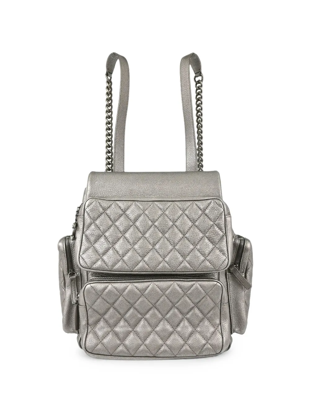 CHANEL Pre-Owned 2016-2017 medium quilted leather backpack in Silver