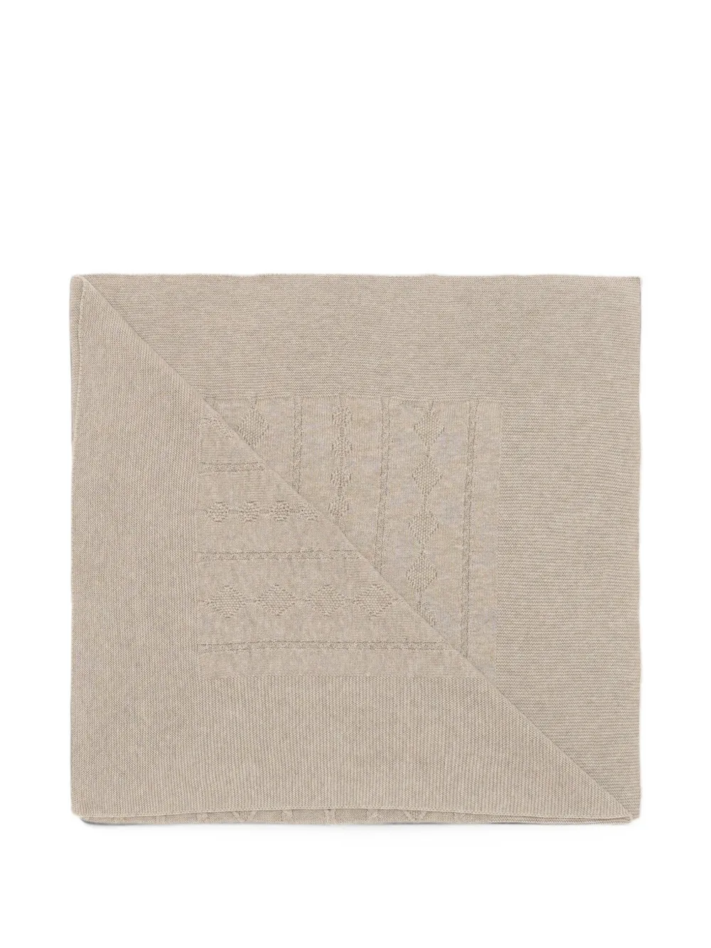 Martin Aranda Kabelgebreide deken met diamantvormig patroon Beige