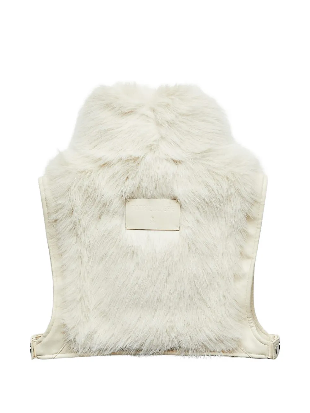 Patrizia Pepe Bodywarmer van imitatiebont met hoge hals Beige