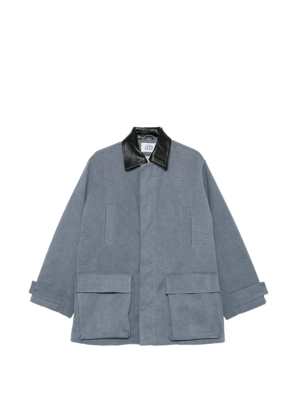 LC23 contrasting-collar flap-pocket coat - Blu