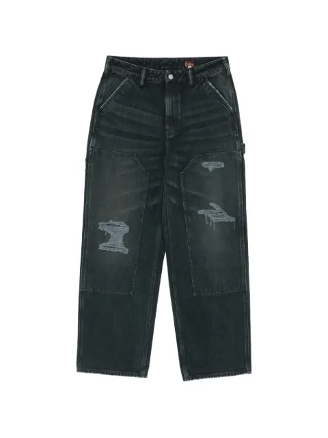 EVISU distressed panelled jeans