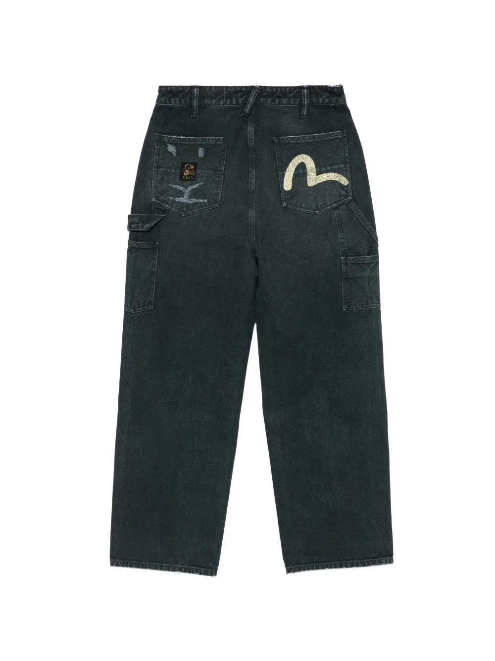 EVISU distressed panelled jeans Blauw