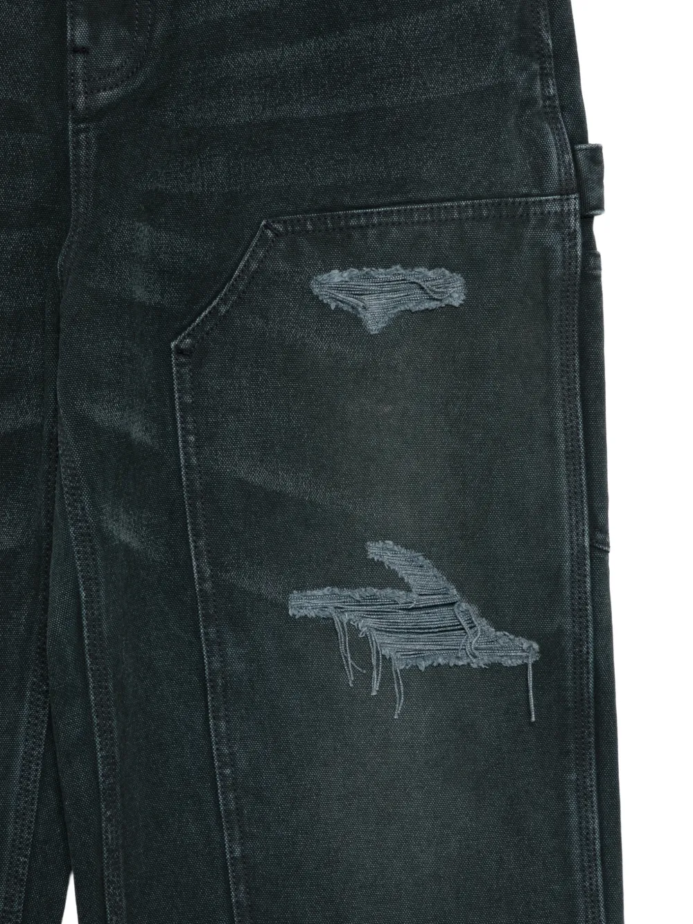 EVISU distressed panelled jeans Blauw
