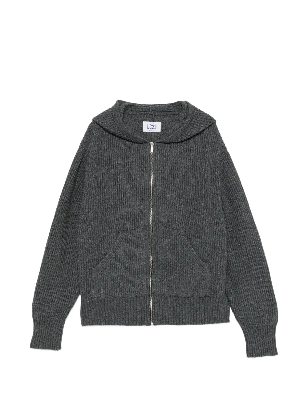 LC23 ribbed-knit zip-up hoodie sweater - Gris LC23 ribbed-knit zip-up hoodie sweater - Gris