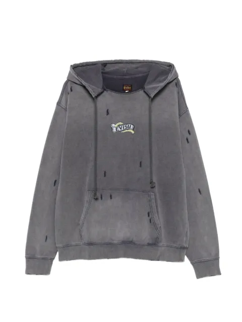 EVISU distressed logo-print hoodie
