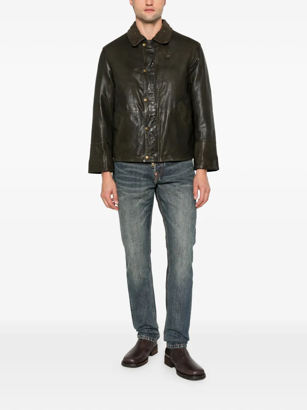EVISU Seagull-print whiskered jeans Blauw