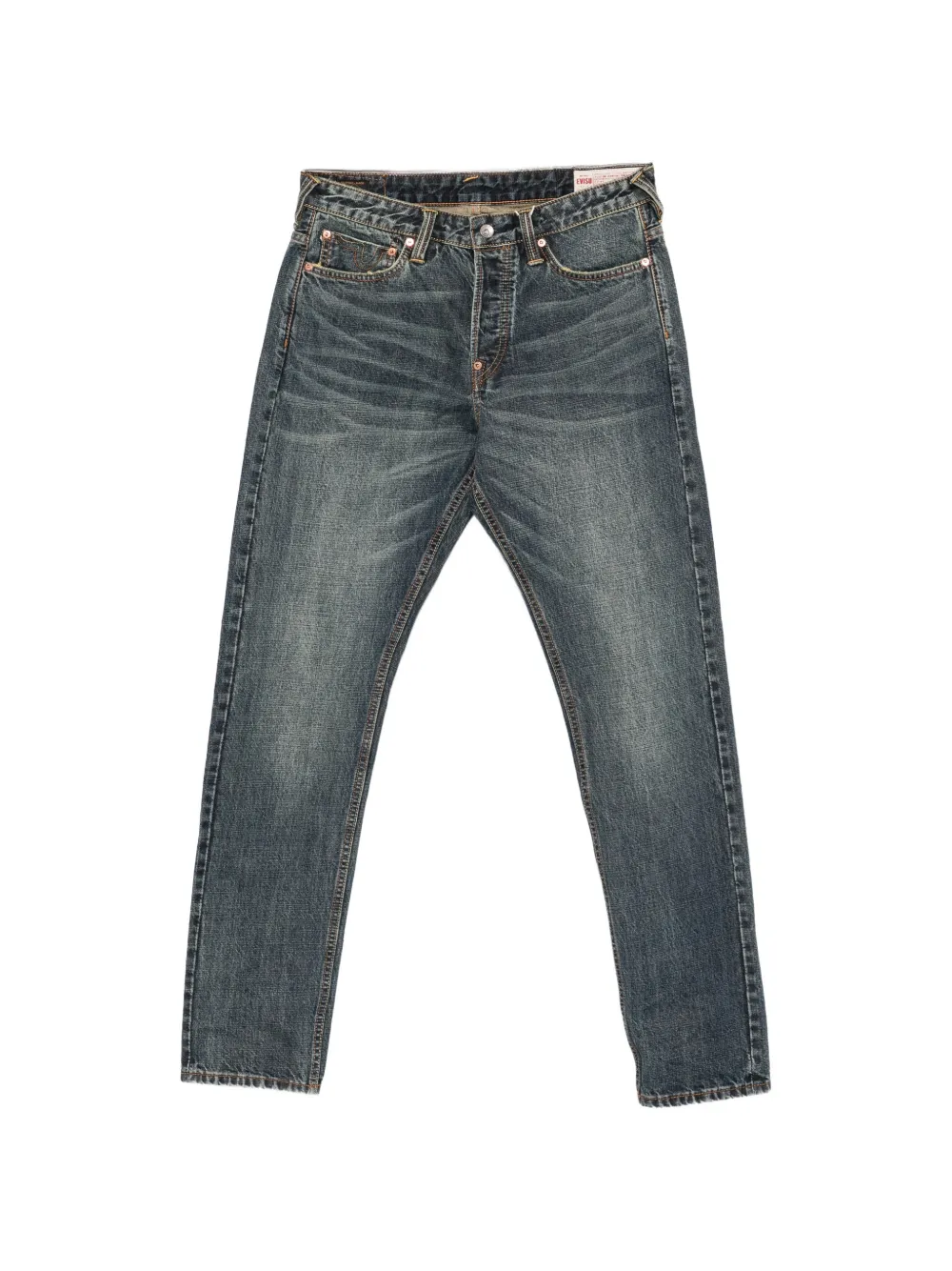EVISU Seagull-print whiskered jeans Blauw