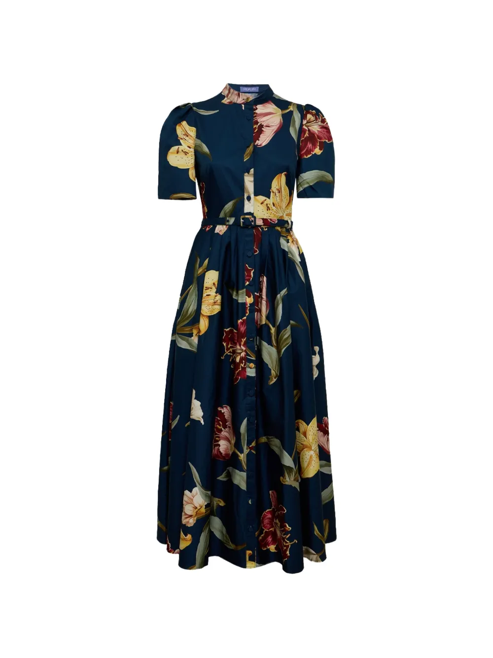 Leo Lin Bianca floral-print midi dress Blauw