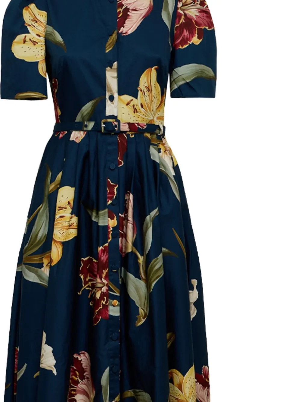Leo Lin Bianca floral-print midi dress Blauw