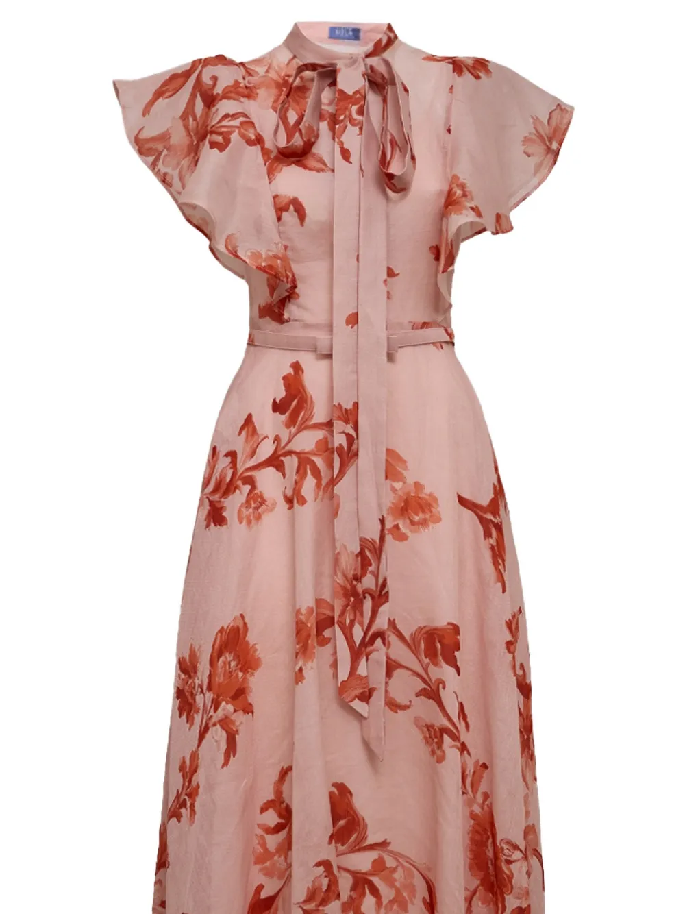 Leo Lin Elsie jurk met bloemen-print en vlindermouwen Roze