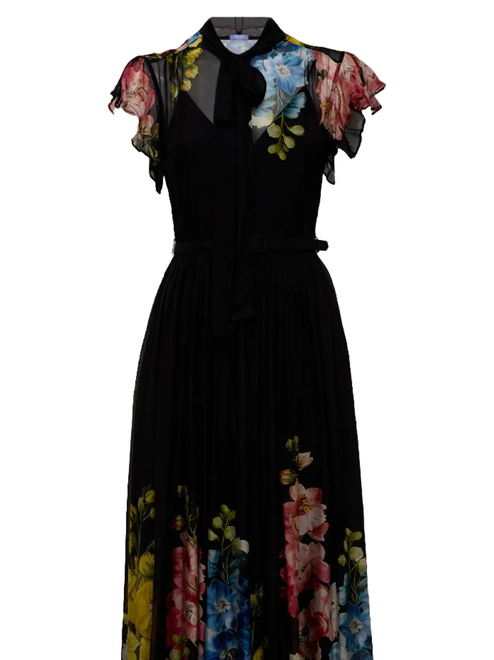 Leo Lin Grace midi-jurk met bloemenprint Zwart