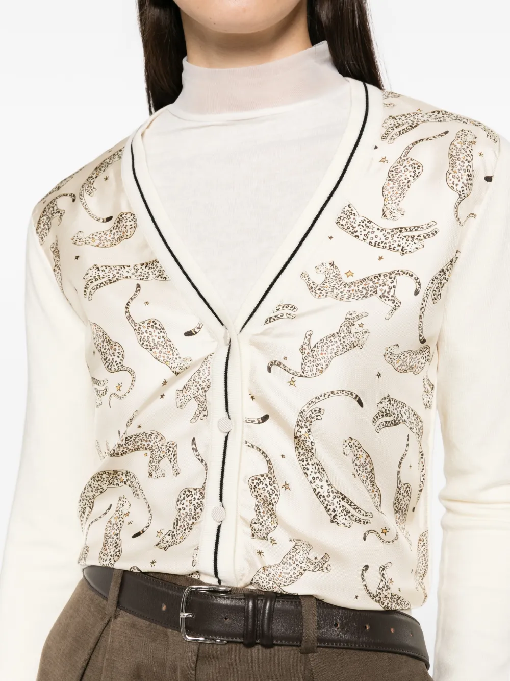 Forte leopard-print cardigan Beige