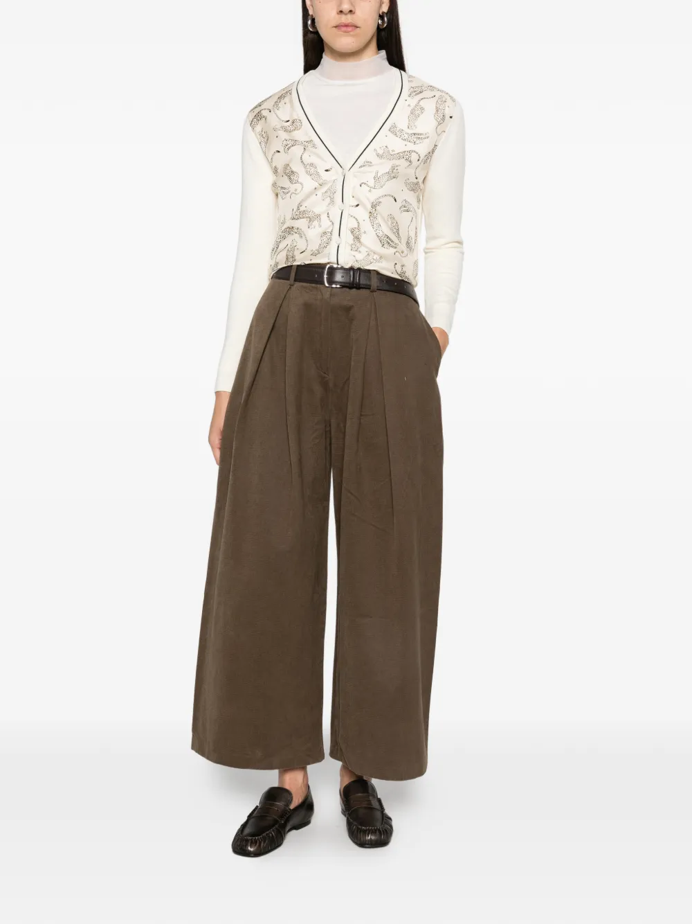 Forte leopard-print cardigan Beige