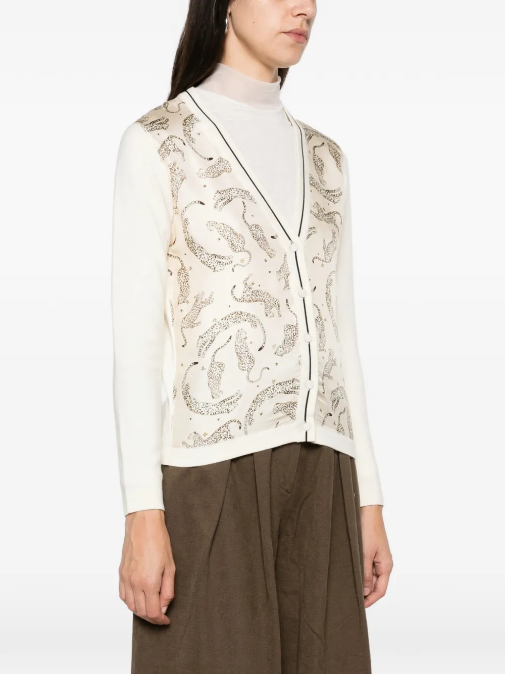 Forte leopard-print cardigan Beige