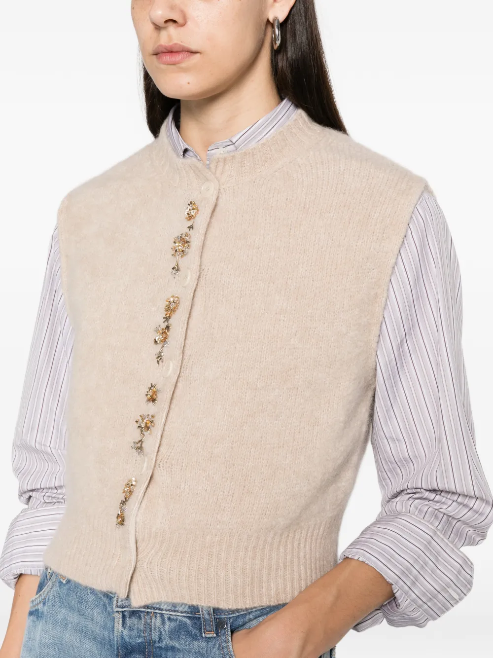 Forte embellished knitted gilet Beige