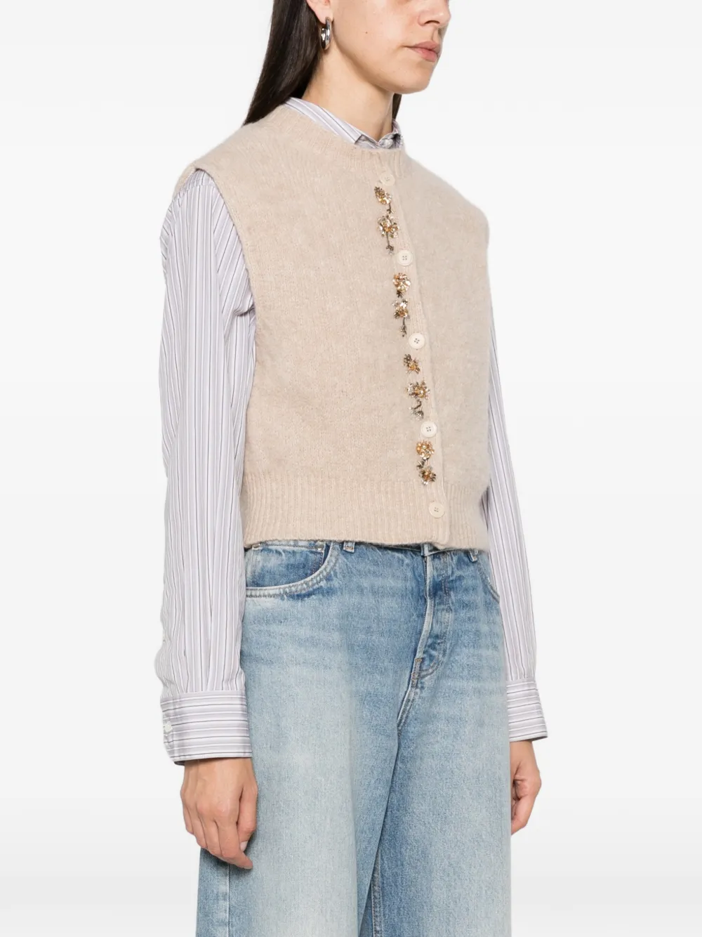 Forte embellished knitted gilet Beige