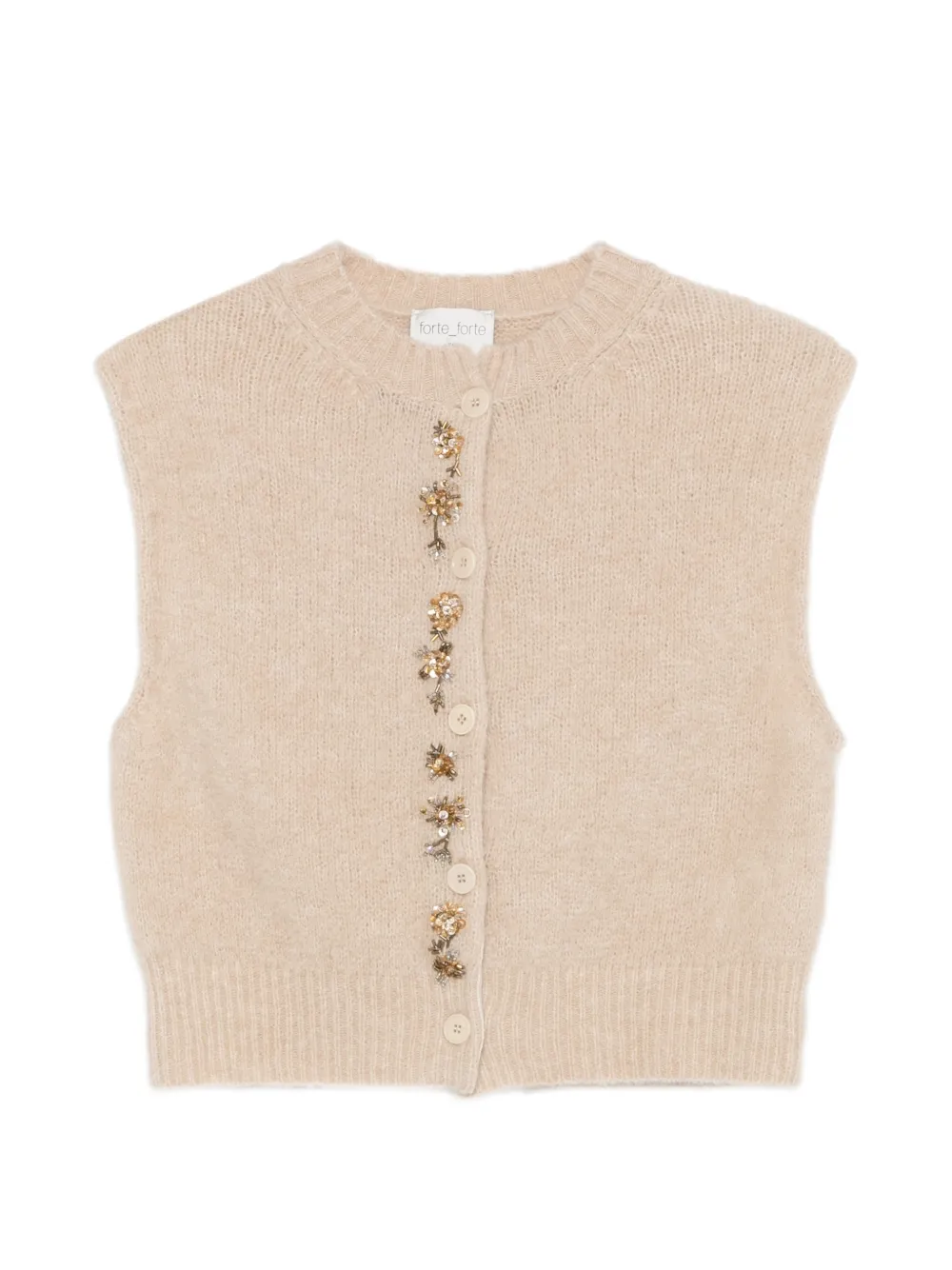 Forte embellished knitted gilet Beige