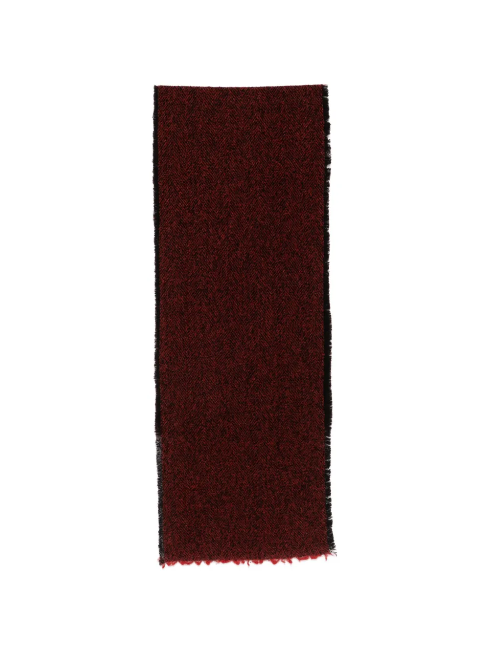 Faliero Sarti Resky herringbone-pattern frayed-edge scarf Rood