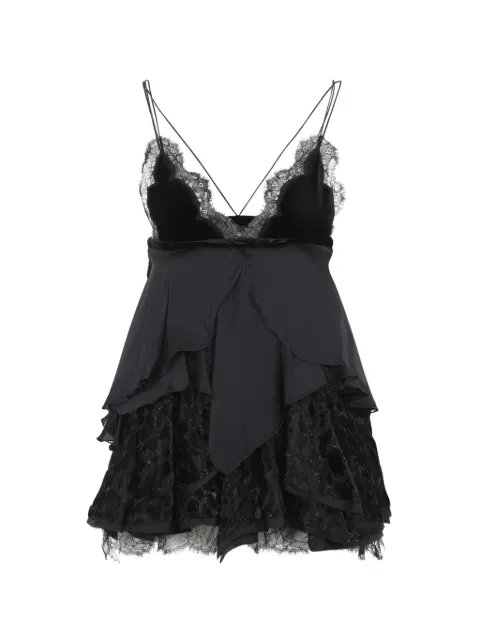 Roberto Cavalli lace-trim tiered mini dress