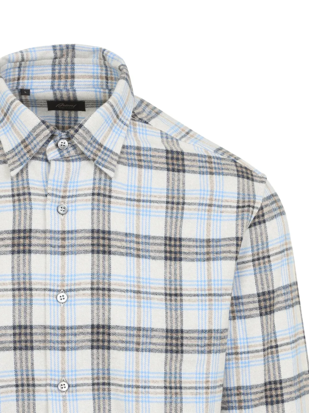 Brioni Geruit katoenen overhemd Beige