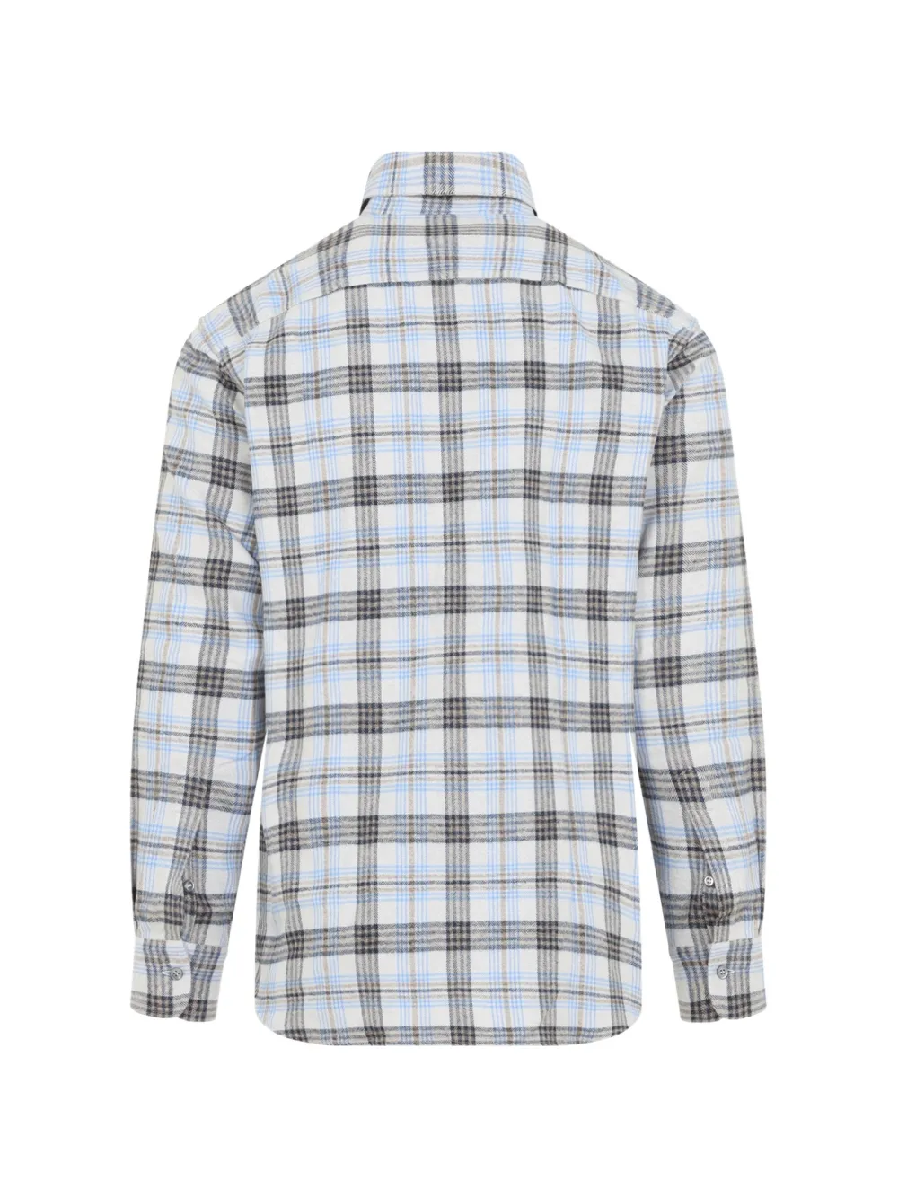Brioni Geruit katoenen overhemd Beige
