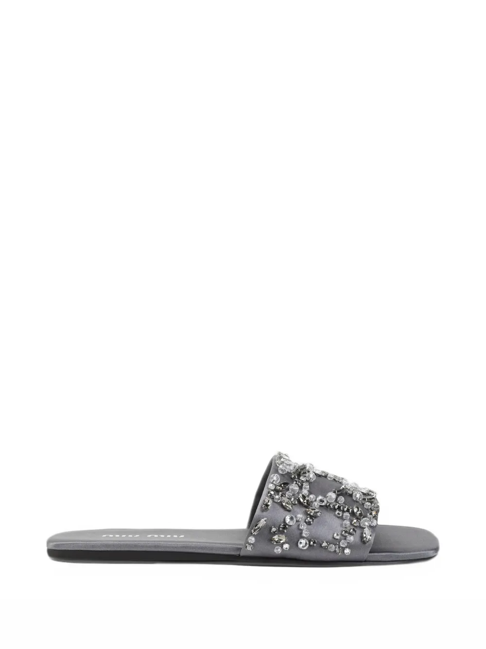 Miu Miu Slider crystal-embellished satin sandals - Grigio