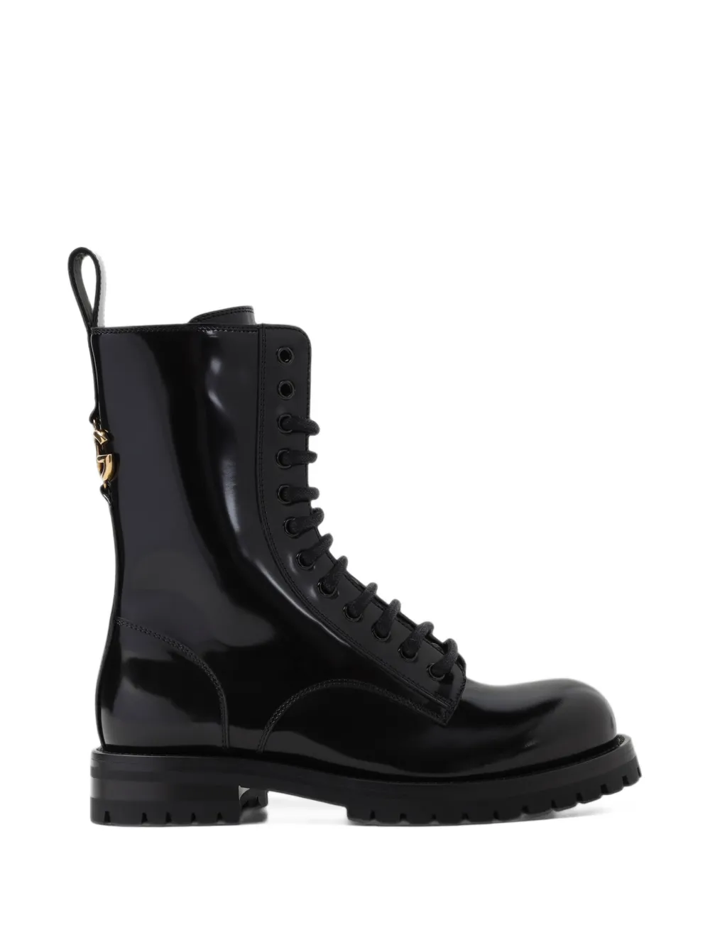 Dolce & Gabbana lace-up logo-plaque boots - Noir