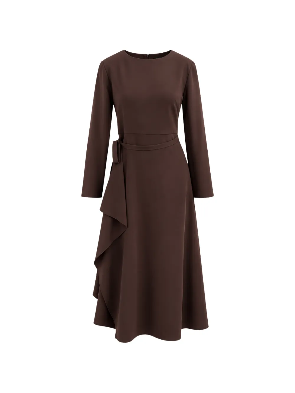 Liviana Conti ruffled long-sleeve midi dress Bruin