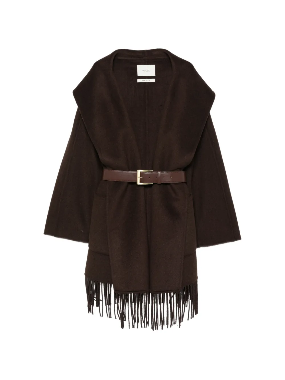 VICOLO fringed-hem coat - Brown