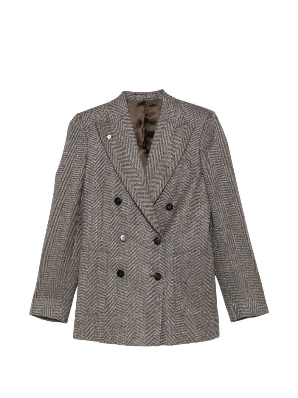 LUIGI BIANCHI MANTOVA herringbone double-breasted blazer - Marron LUIGI BIANCHI MANTOVA herringbone double-breasted blazer - Marron