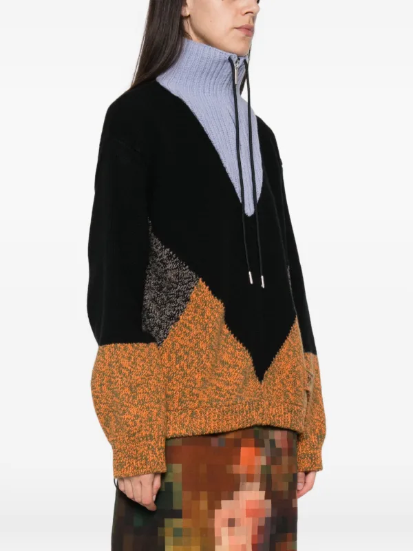 Marni colour-block intarsia-knit Sweater | Black | FARFETCH
