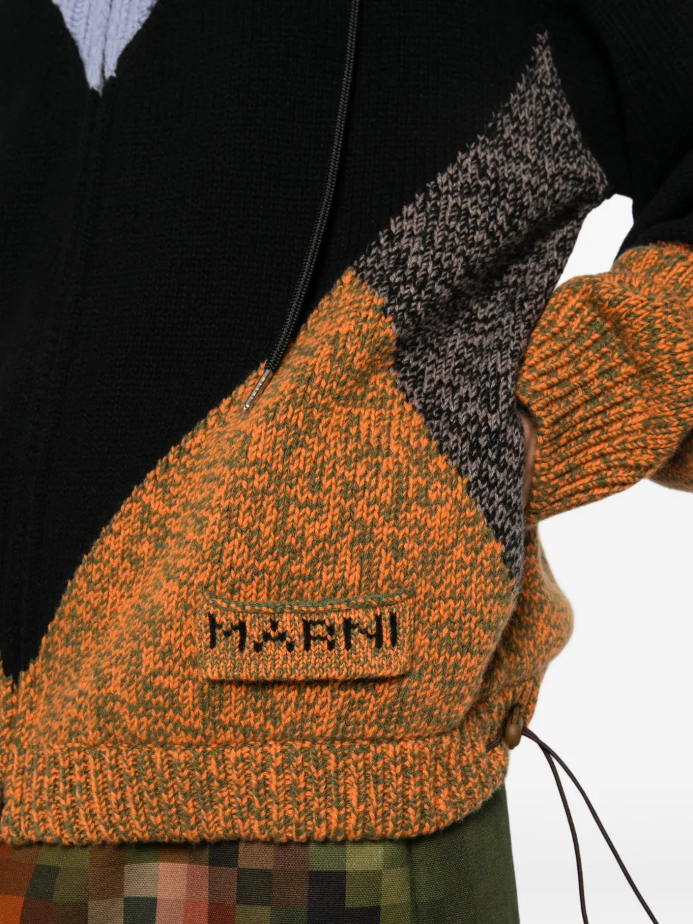 Marni colour-block intarsia-knit sweater Zwart