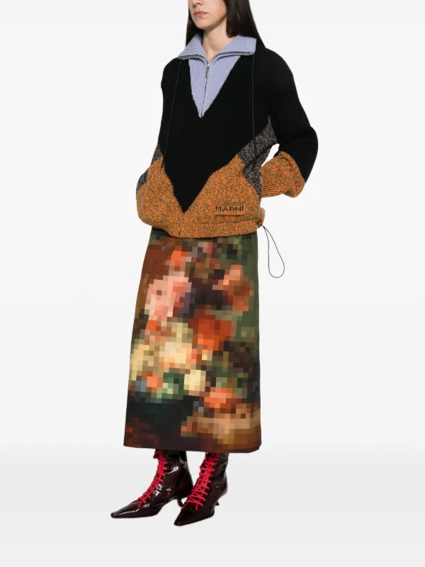 MARNI 19SS カラーブロックニット 44 GCMG0096Q0 Marni colour-block intarsia-knit Sweater | Black | FARFETCH
