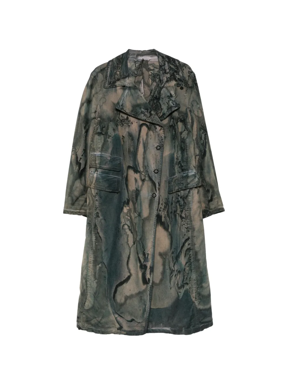 Masnada tie-dye belted coat - Green