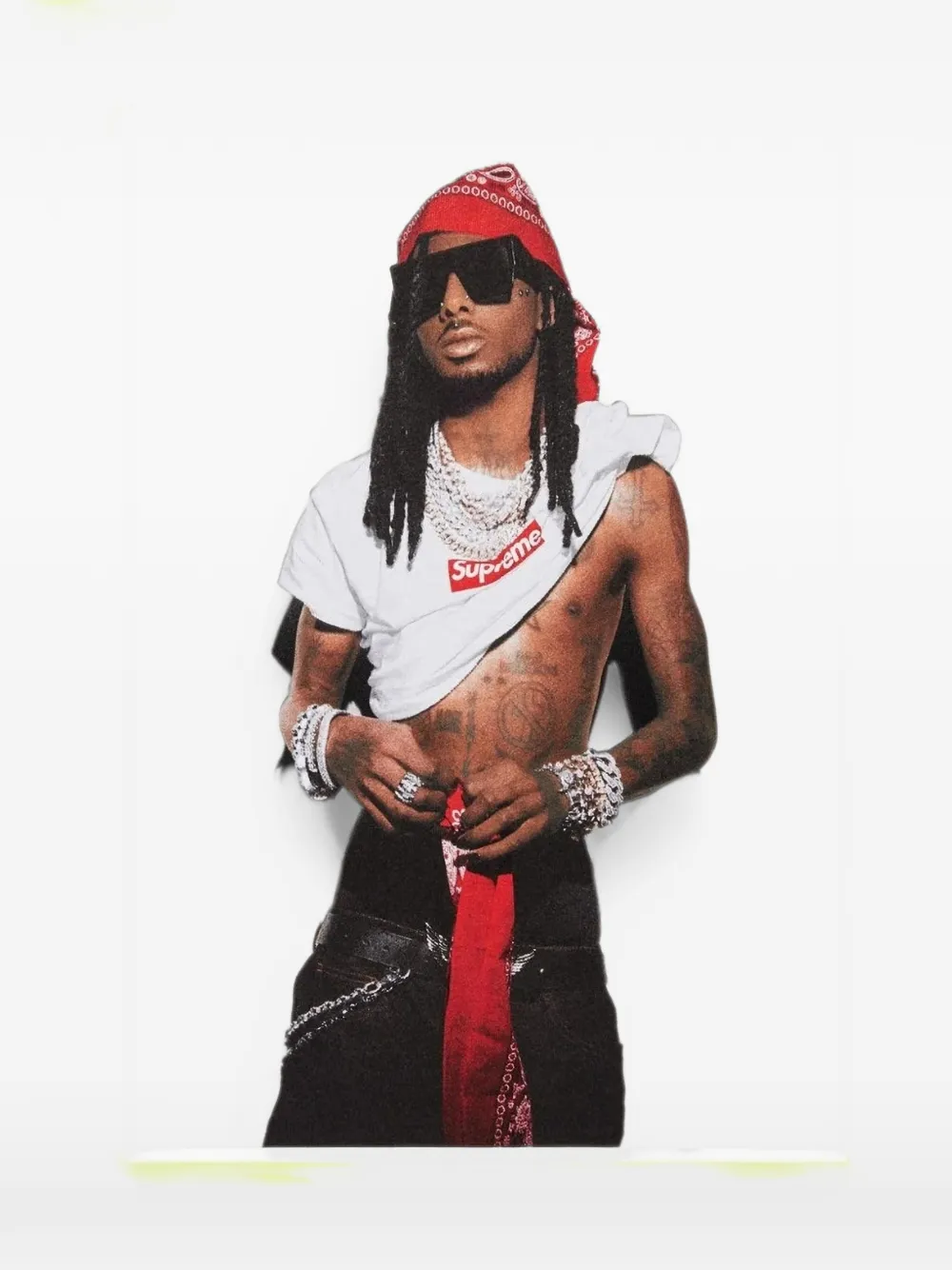 Supreme Playboi Carti graphic-print T-shirt Geel