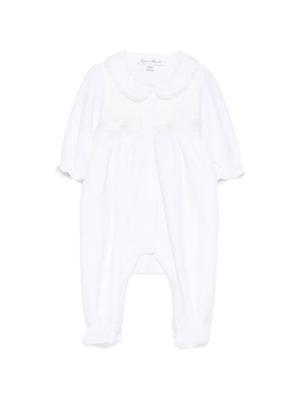 Tartine Et Chocolat smocked Peter Pan collar sleepsuit Wit