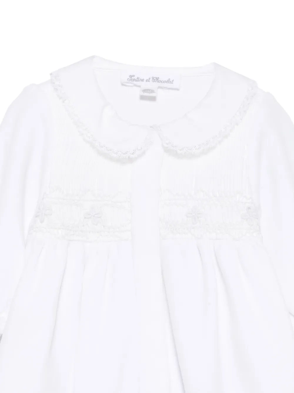 Tartine Et Chocolat smocked Peter Pan collar sleepsuit Wit