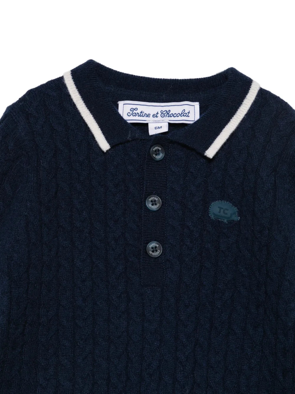 Tartine Et Chocolat cable-knit polo sweater Blauw