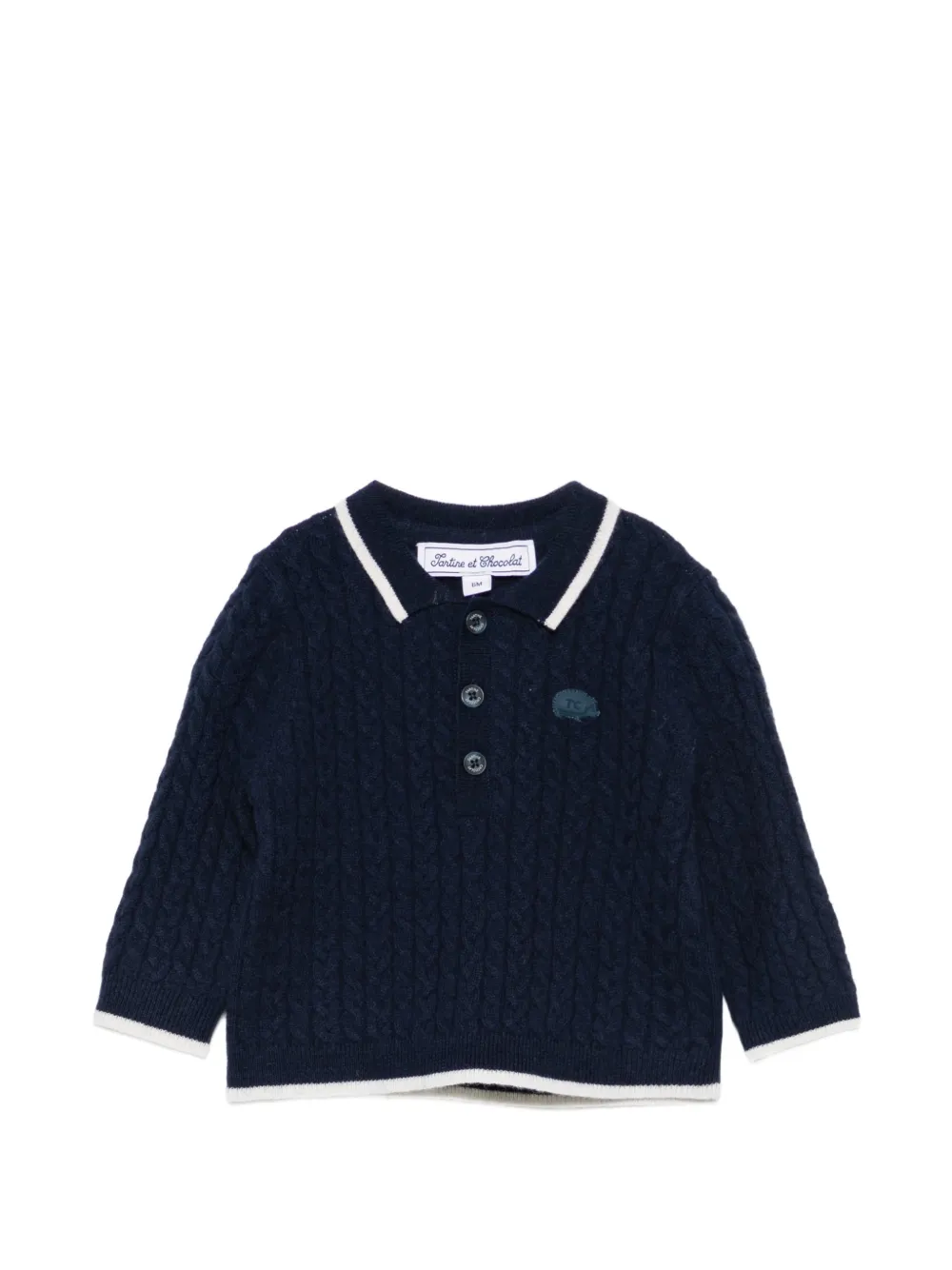 Tartine Et Chocolat cable-knit polo sweater Blauw