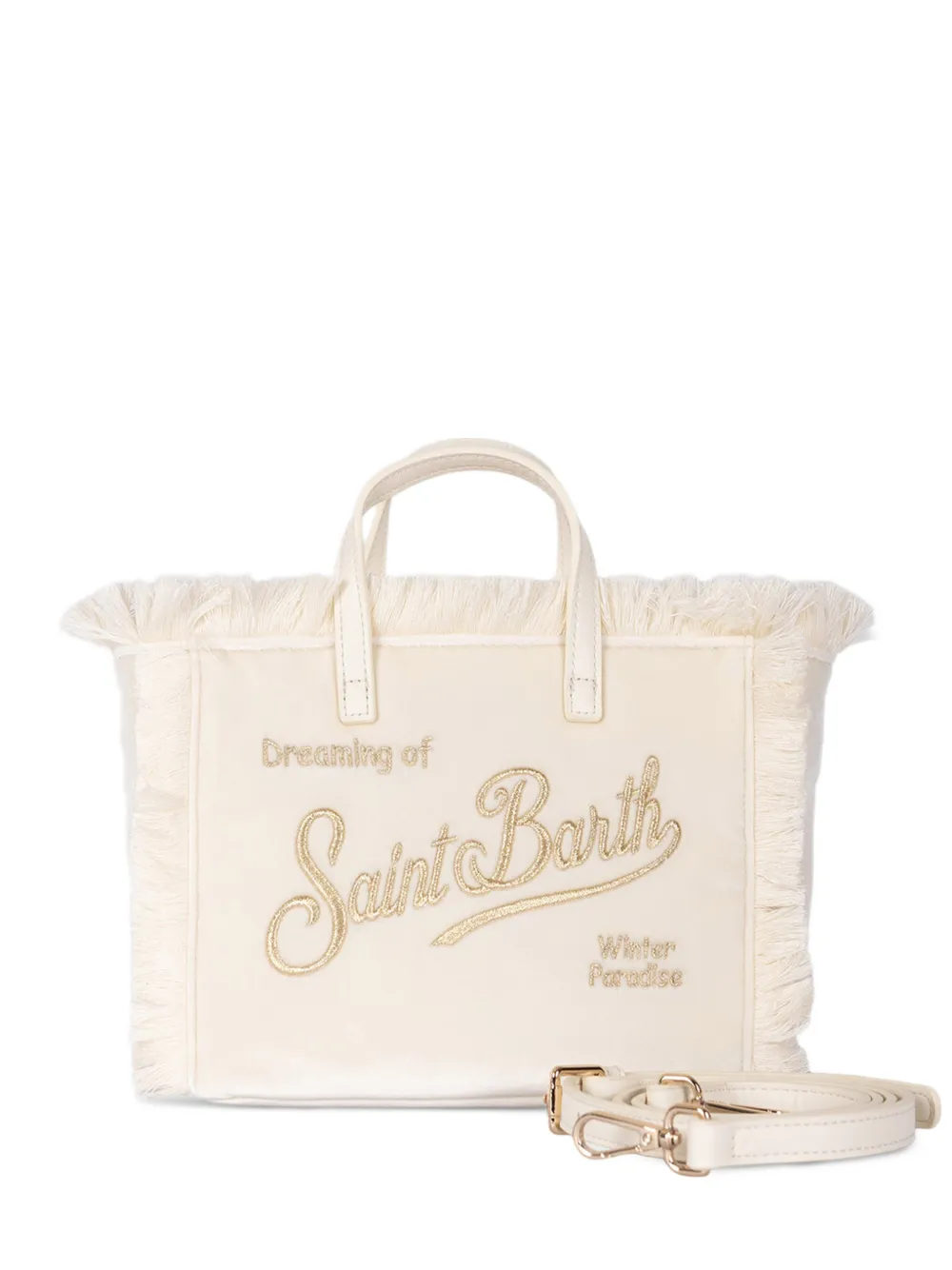 MC2 Saint Barth Vanity mini-shopper met geborduurd logo en franje Beige