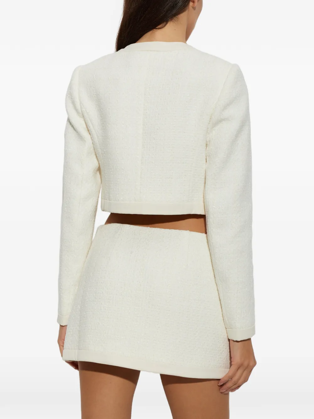 LoveShackFancy Alphie cropped tweed blazer Beige