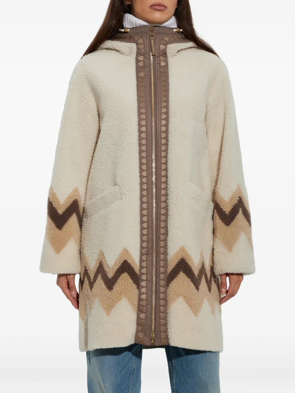 BOGNER Niva hooded fur coat Beige
