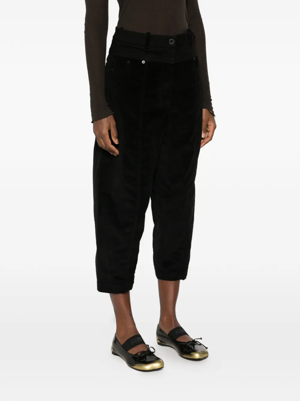 Masnada corduroy panelled trousers Zwart