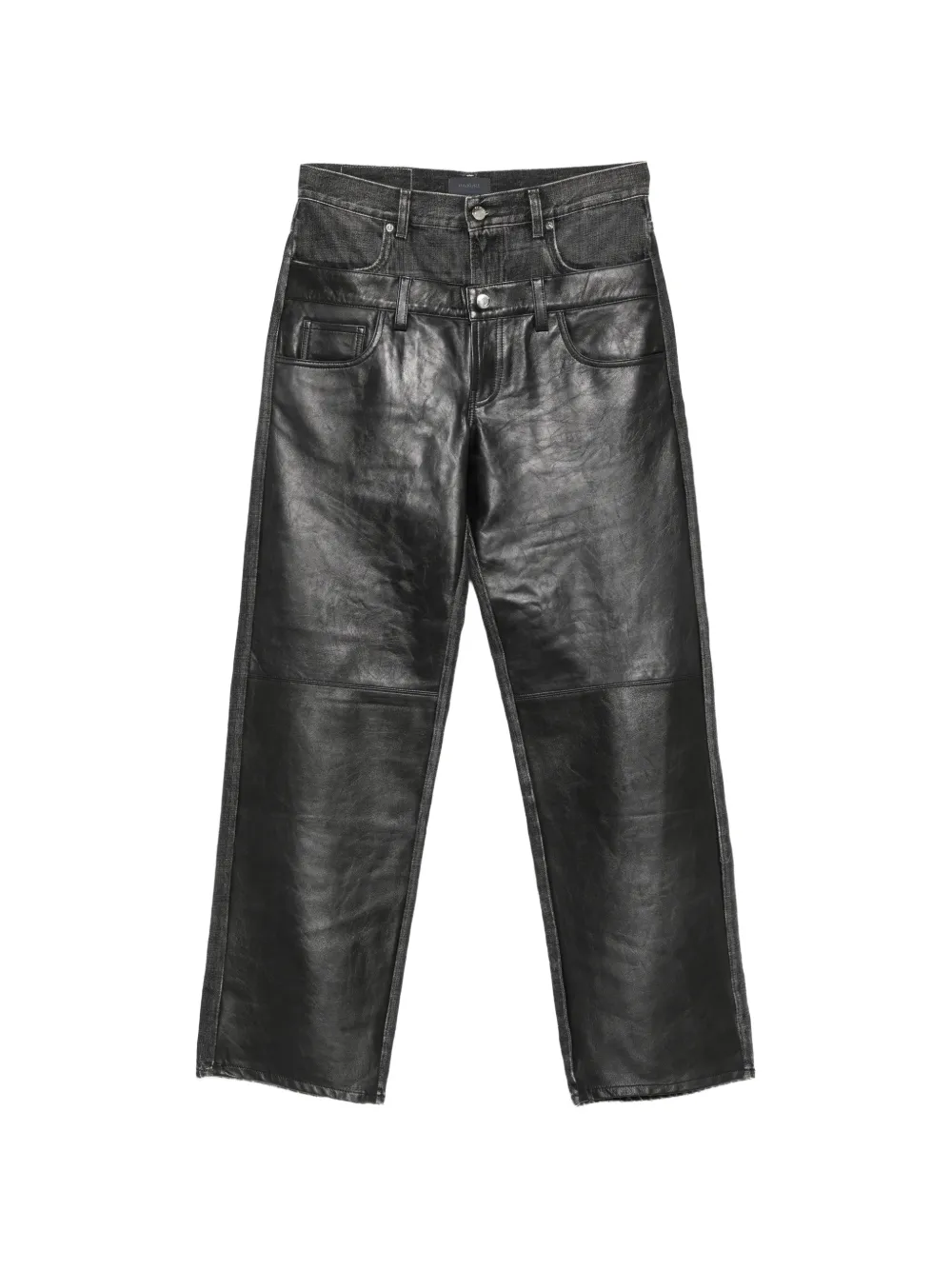 Haikure panelled leather-trimmed jeans Zwart