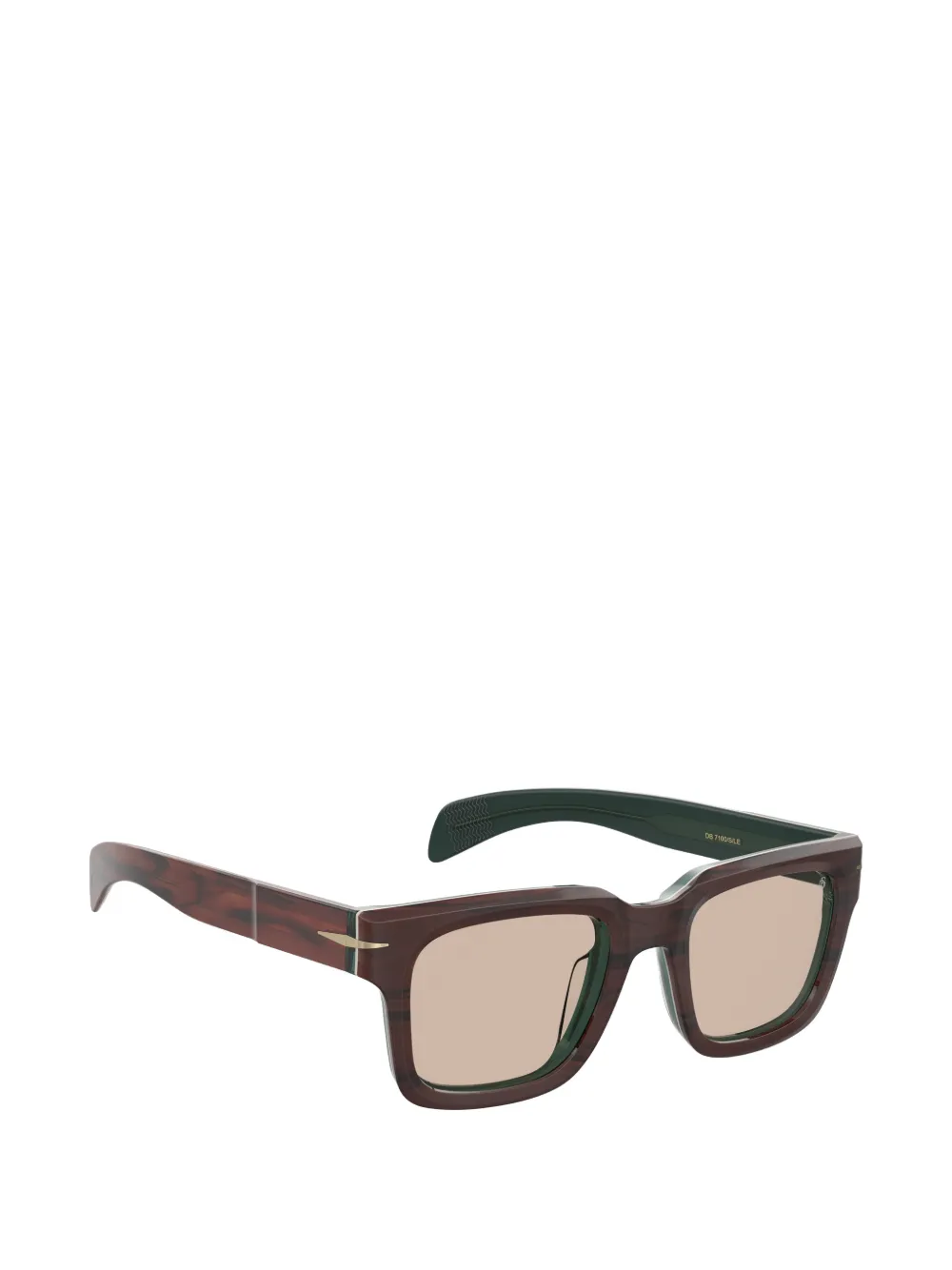 Eyewear by David Beckham Zonnebril met vierkant montuur en houtnerf Bruin