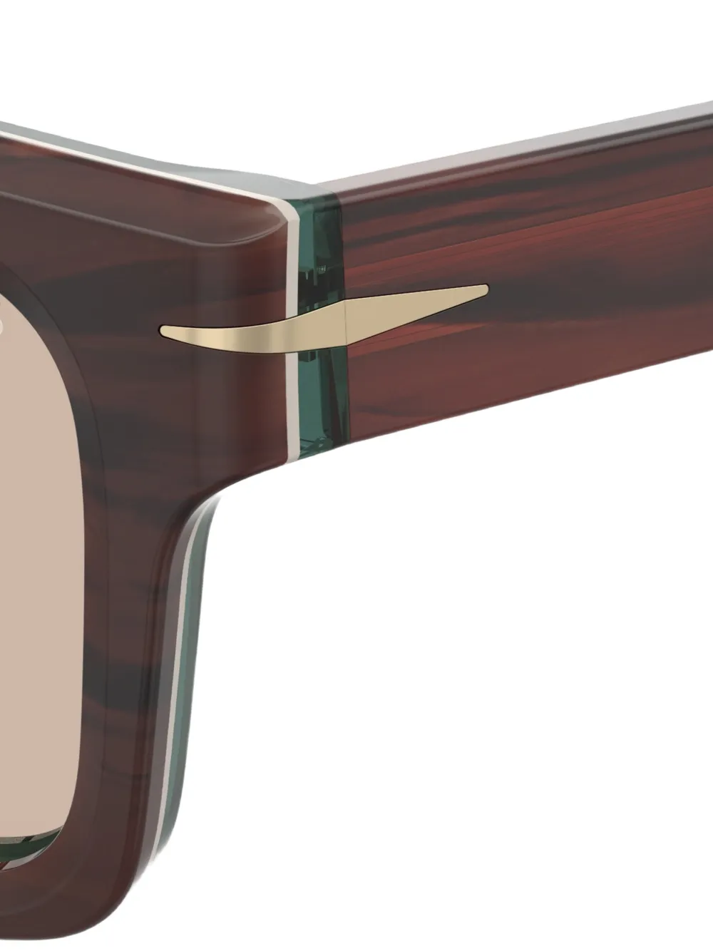 Eyewear by David Beckham Zonnebril met vierkant montuur en houtnerf Bruin