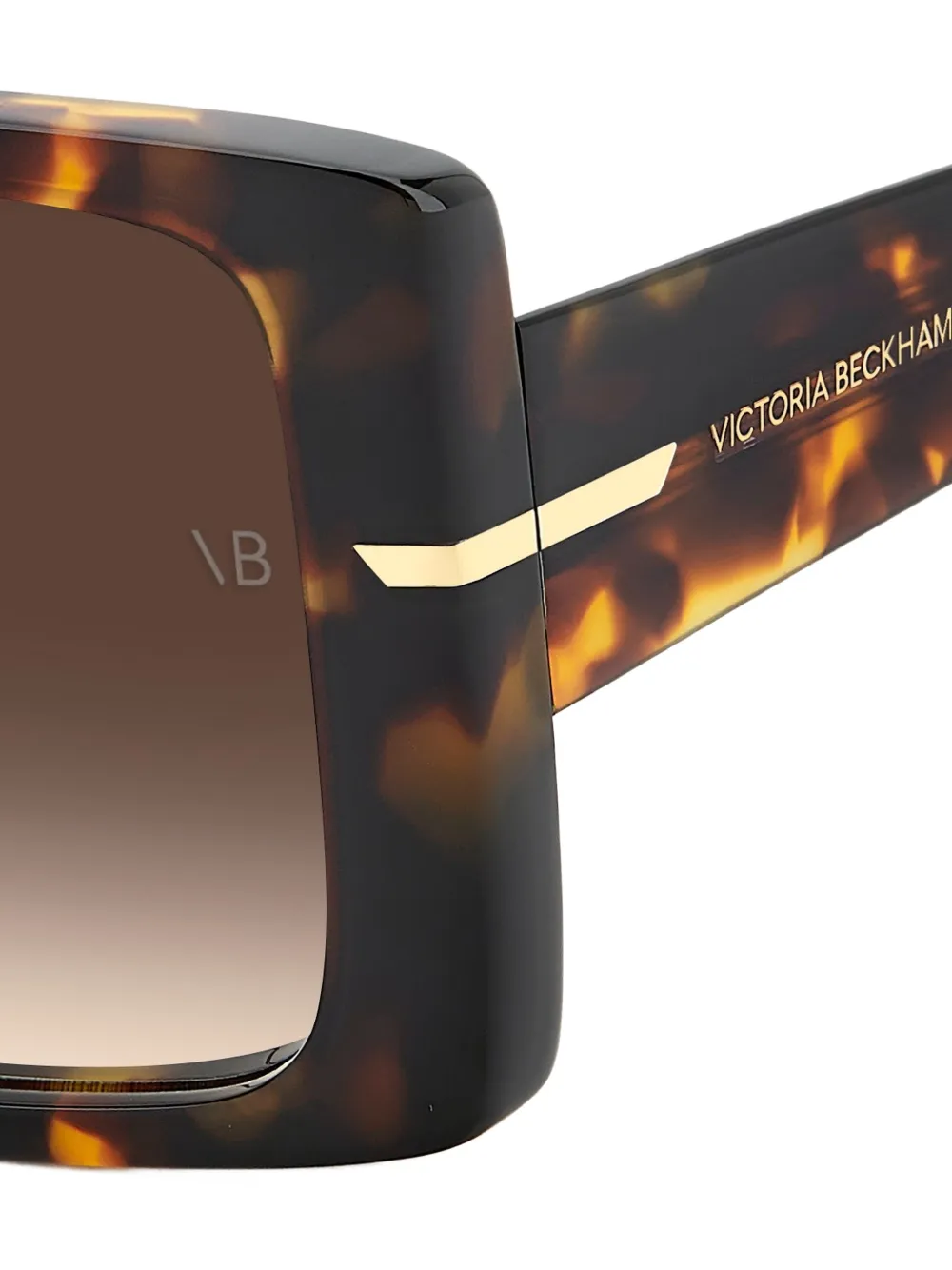 Victoria Beckham Eyewear Zonnebril met vierkant montuur en schildpadschild design Bruin