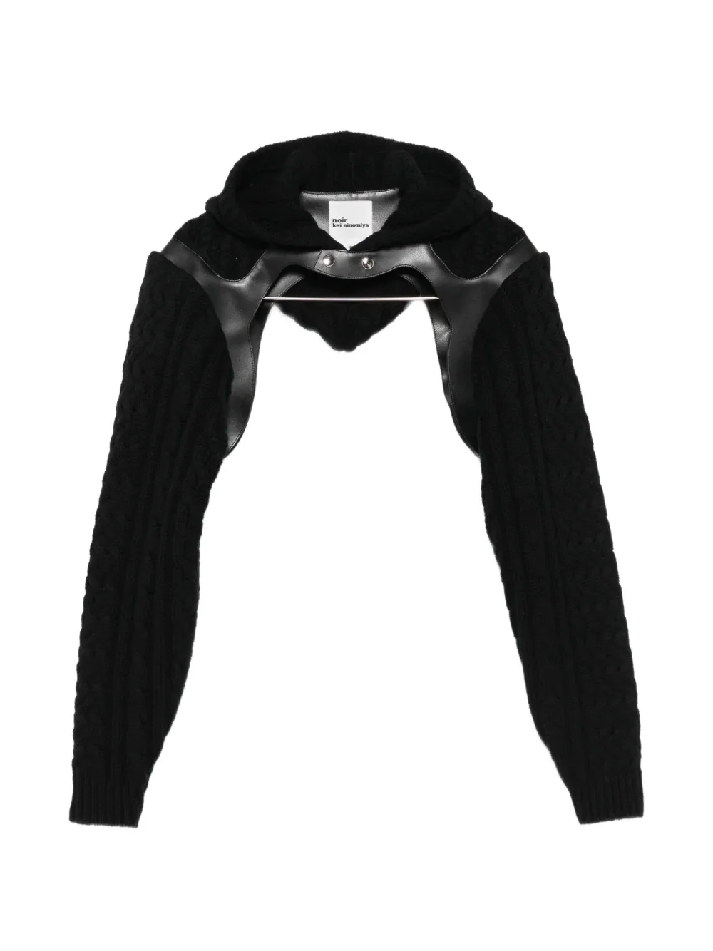 Noir Kei Ninomiya x Comme des Garçons cable-knit hooded cardigan - Nero