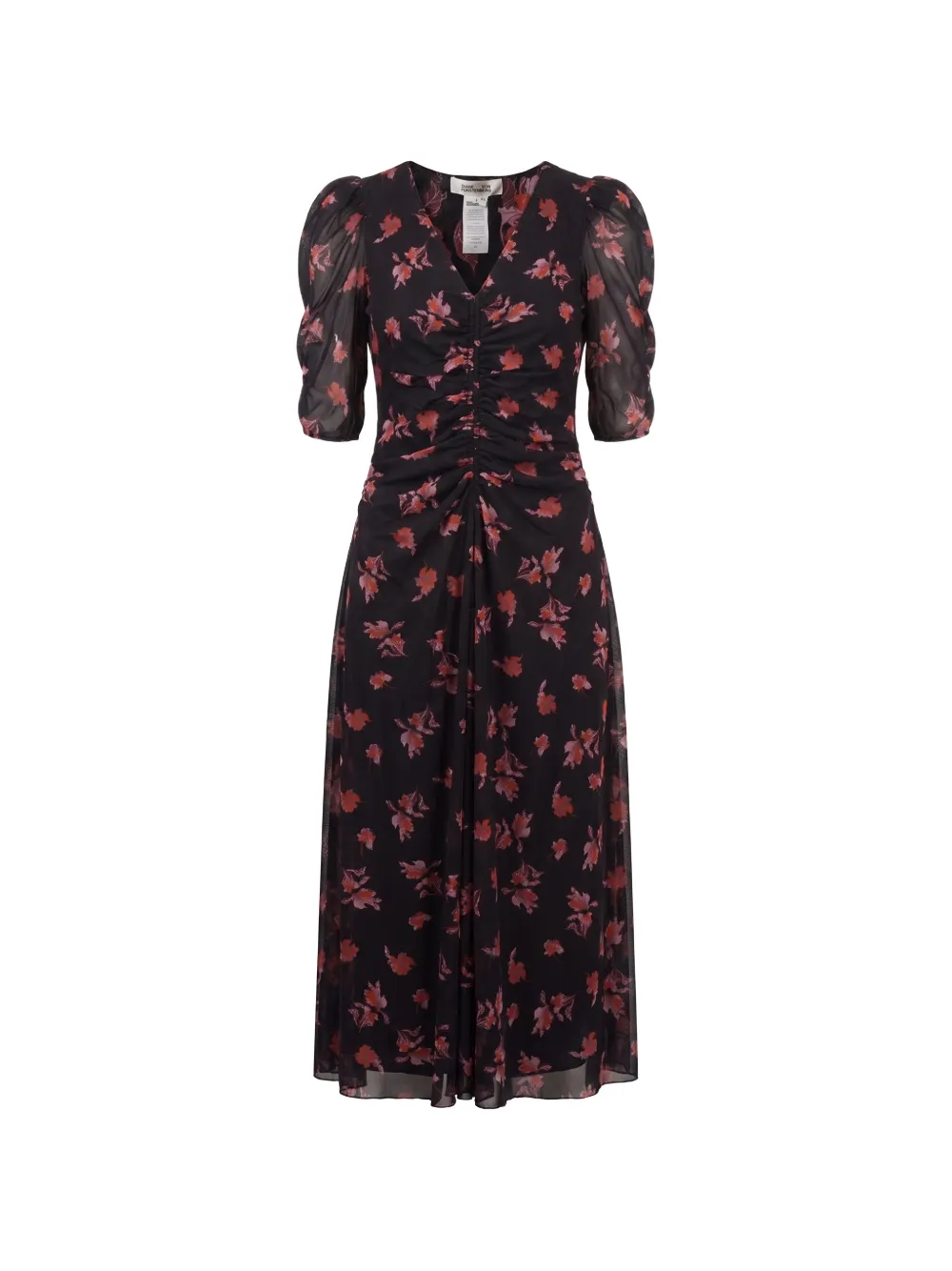 DVF Diane von Furstenberg Koren floral-print ruched midi dress - Noir DVF Diane von Furstenberg Koren floral-print ruched midi dress - Noir