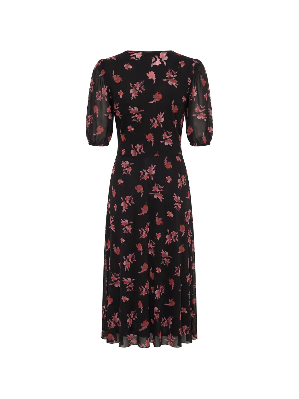 DVF Diane von Furstenberg Koren midi-jurk met bloemen-print en ruches Zwart